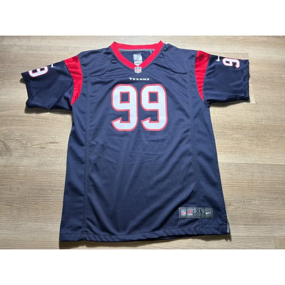 Nike Houston‎ Texans JJ Watt 99 Youth XL Navy Blue Football Jersey NFL On Field